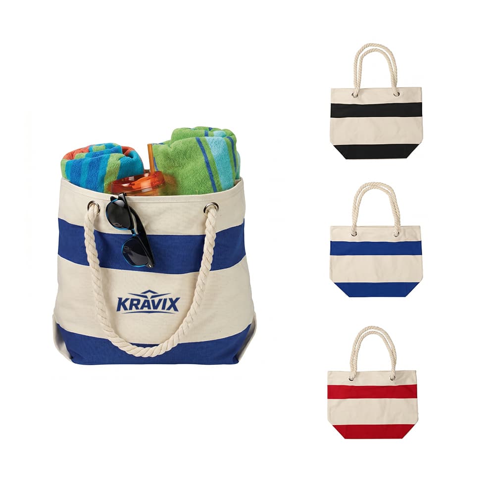 16 oz Canvas Beach Tote Bag w/ Rope Handles