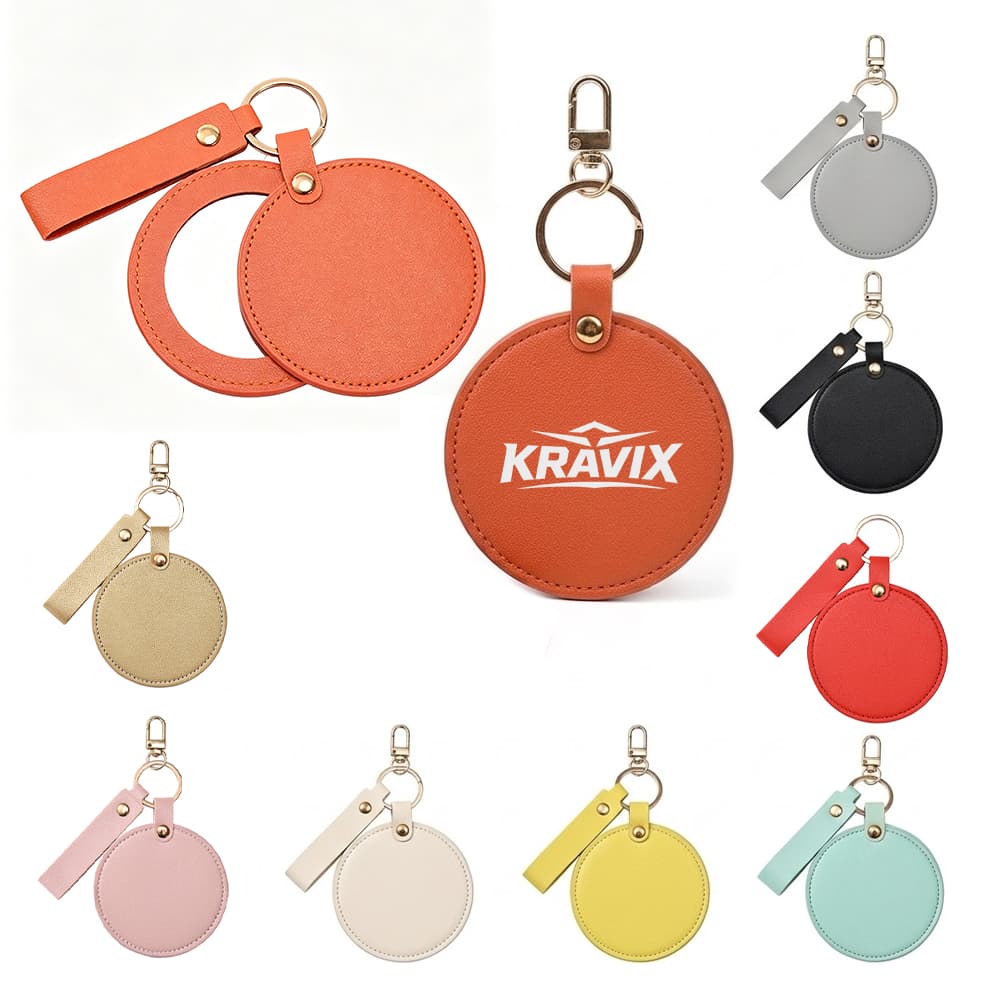 Compact PU Mirror Keychain