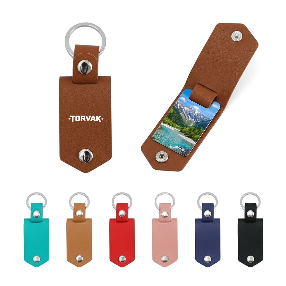 PU Leather Keychain w/ Aluminum Plate
