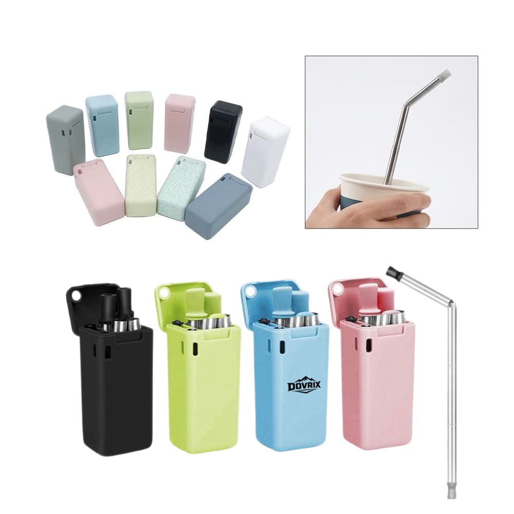 Collapsible Reusable Straws w/ Storage Case