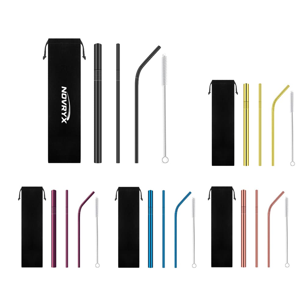 Stainless Steel Drinking Straw Set w/ Brush