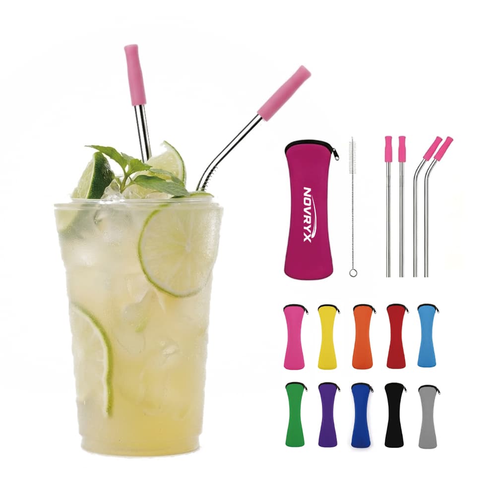 Reusable Straws w/ Neoprene Carry Pouch
