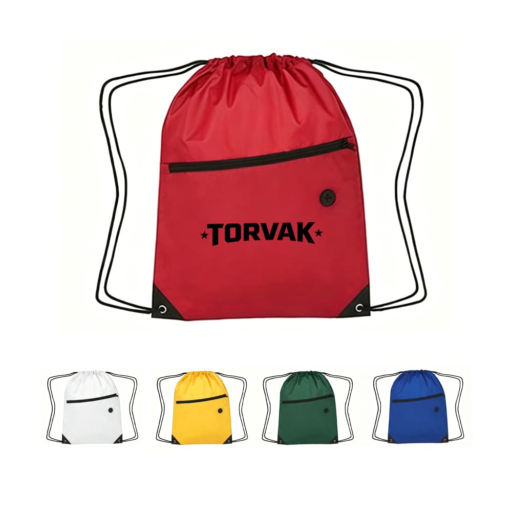 Front Zip Drawstring Sports Backpack