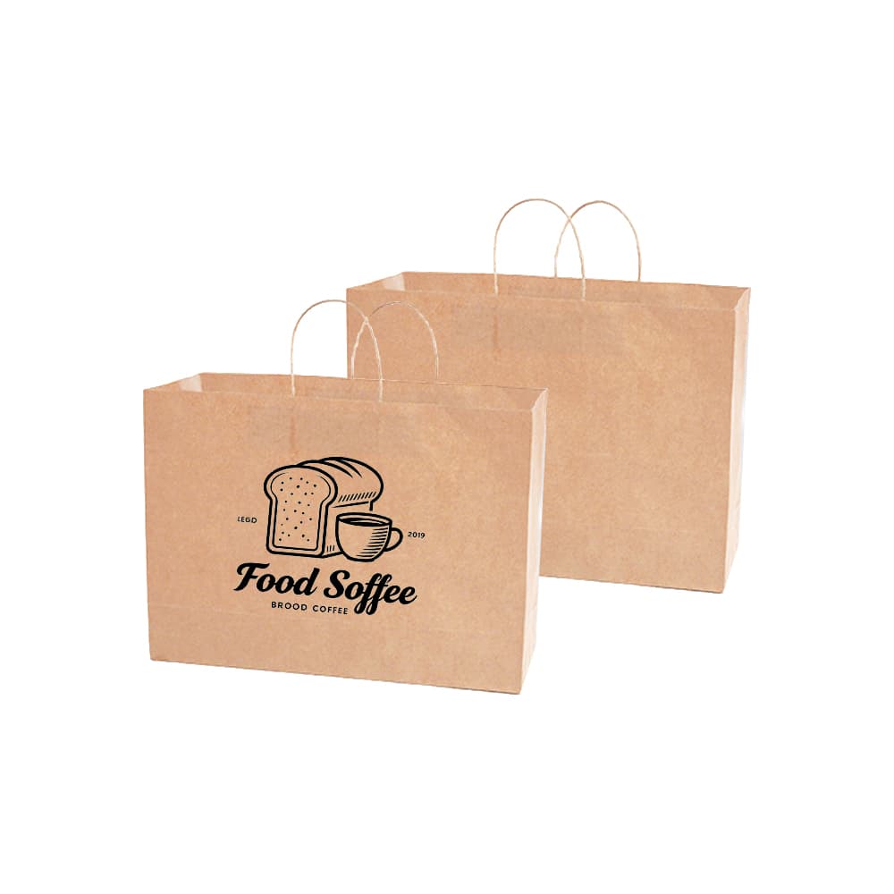 16" x 6" x 12" Natural Kraft Paper Shopping Bag with Handles