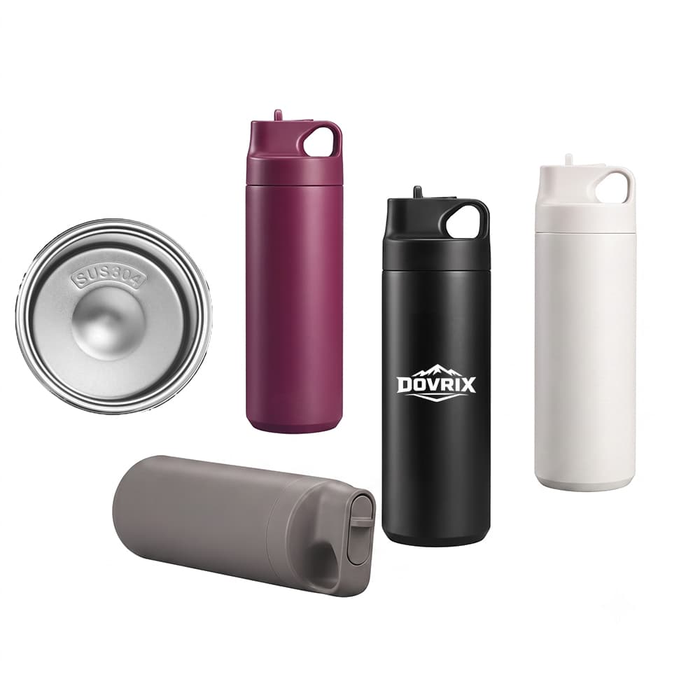 Stainless Steel Tumbler w/ Straw & Handle - 18 oz