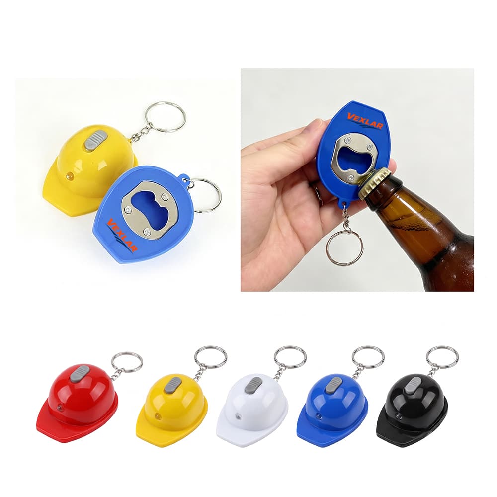LED Helmet Bottle Opener Keychain