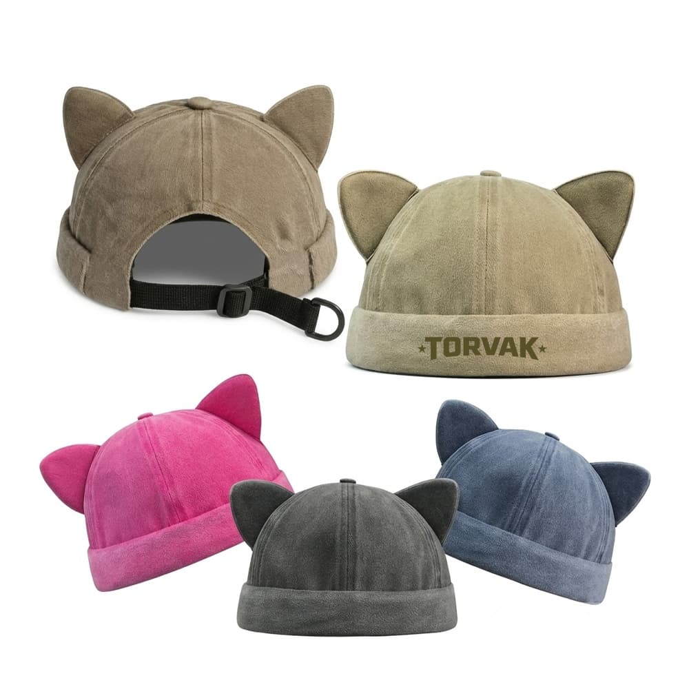 Washed Baseball Cap w/ Cat Ears