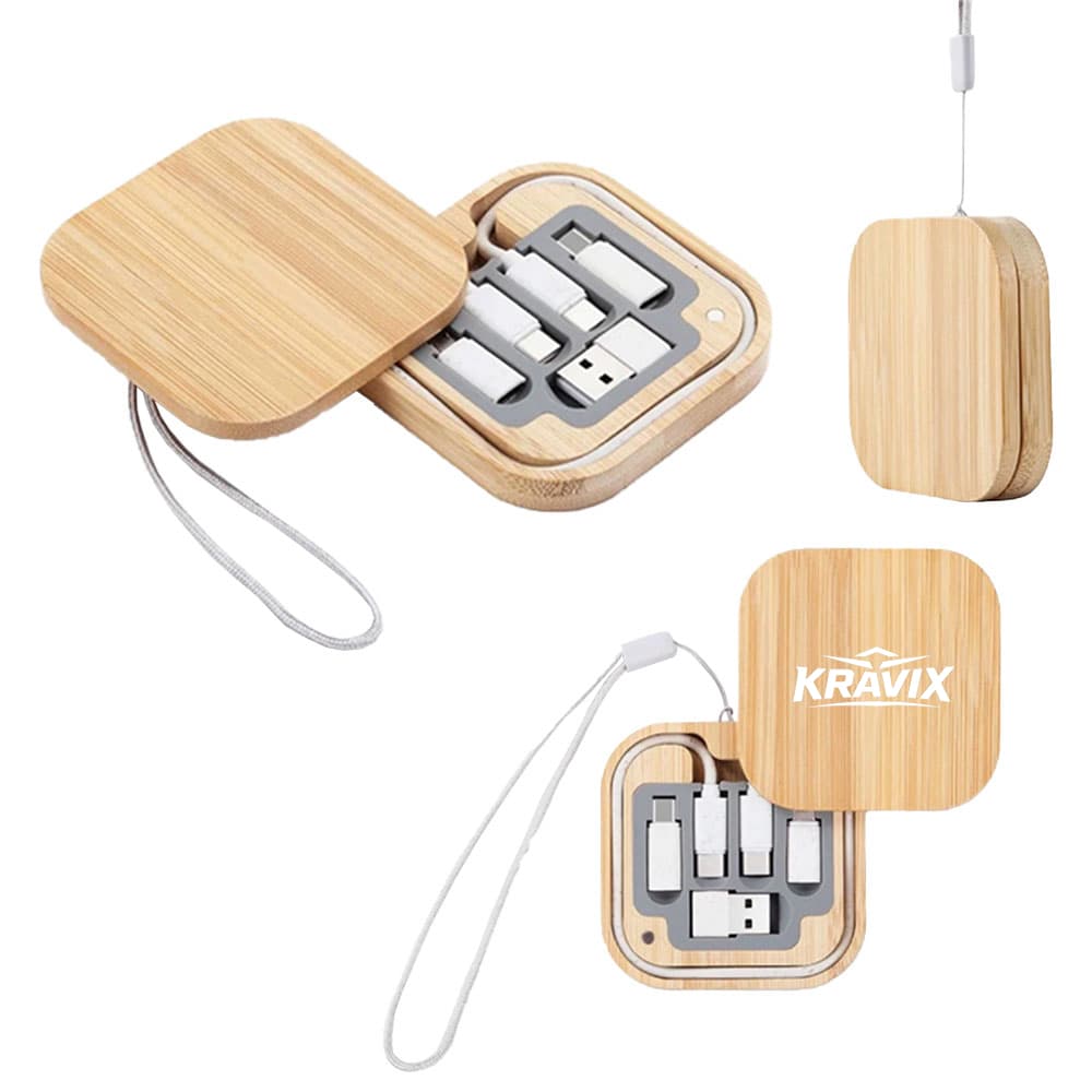 Bamboo Cable Management Storage Set
