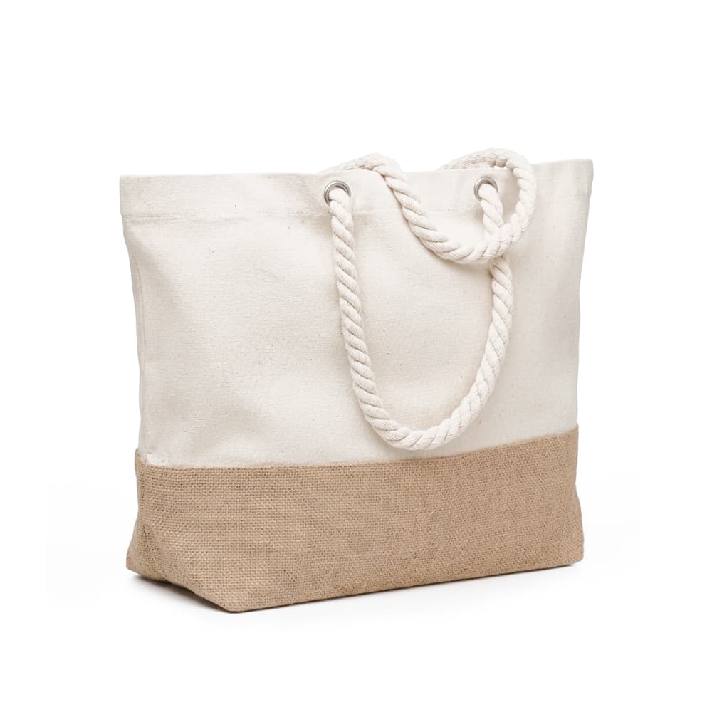 Canvas & Jute Tote Bag w/ Rope Handles gallery 1